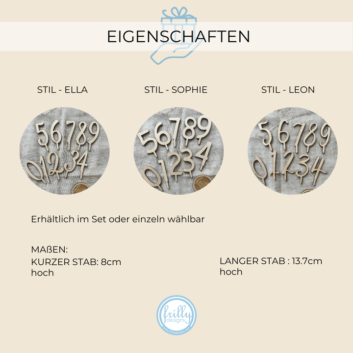 Zahlen aus Holz 0-9 - Stil Leon
