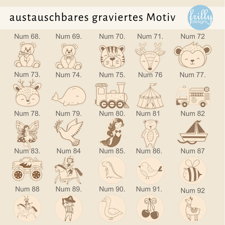 Austauchbar Motivknopfe Spardose mit Name