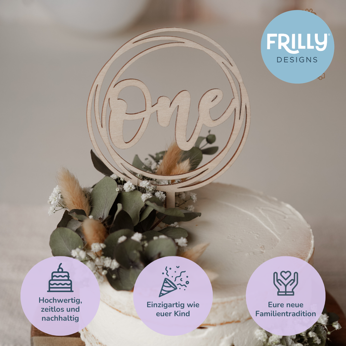 Personalisiere dein Unikat: Kreis Cake Topper aus Holz mit Namen