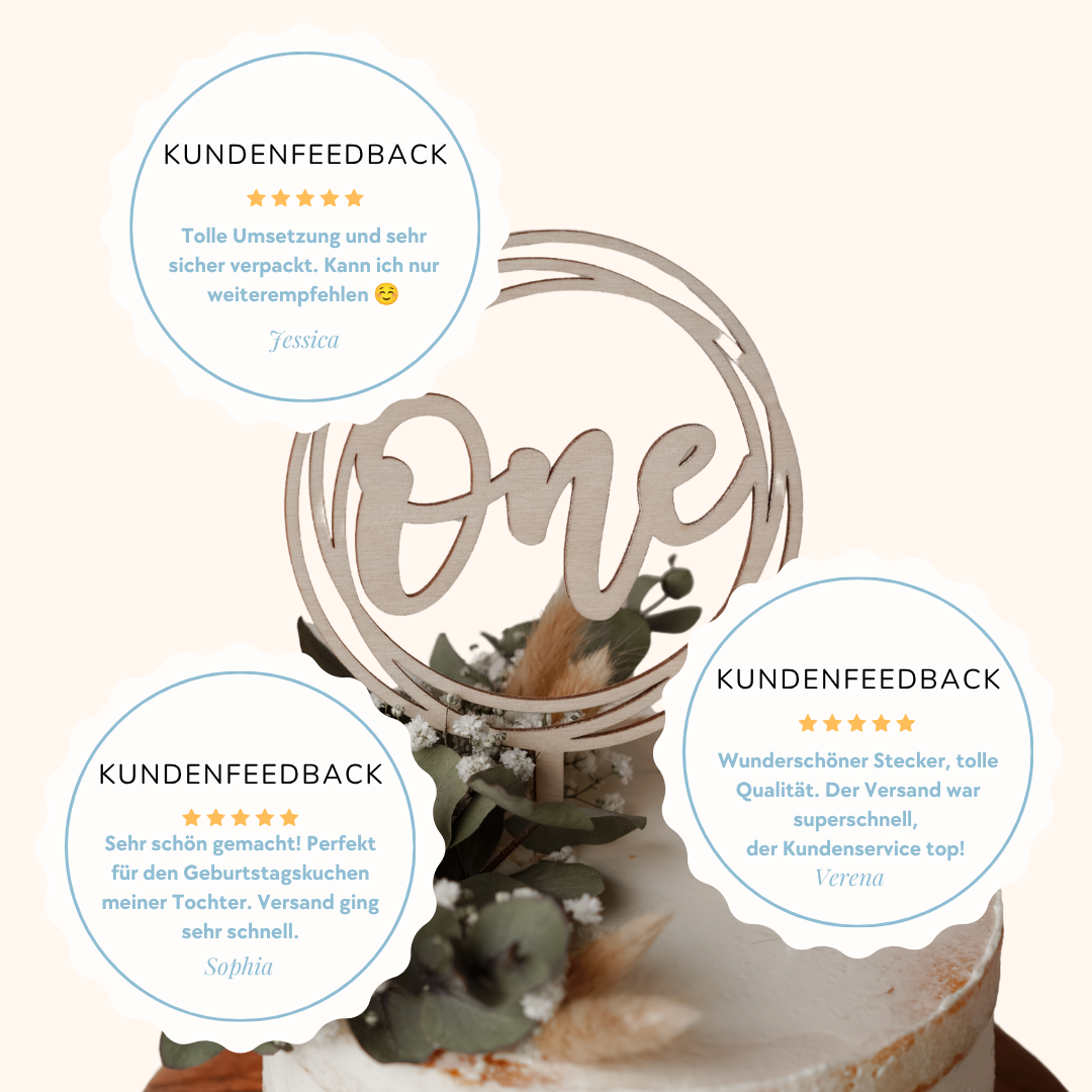Personalisiere dein Unikat: Kreis Cake Topper aus Holz mit Namen