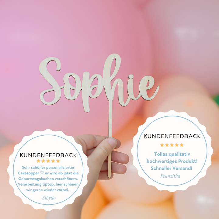 Verschnörkelter Holz Cake Topper mit Name