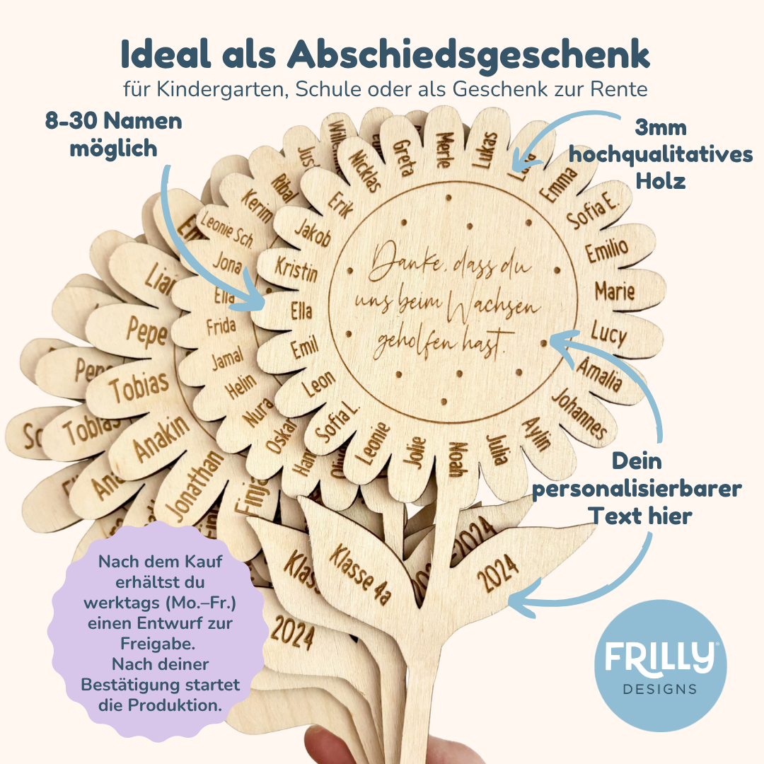 Dankeschön Blumentopf Stecker personalisiert | Abschiedsgeschenk Erzieherin
