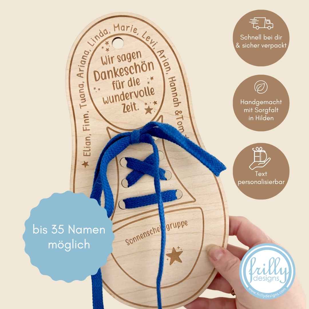 Lernhilfe Schuhe binden personalisiert | Abschiedsgeschenk