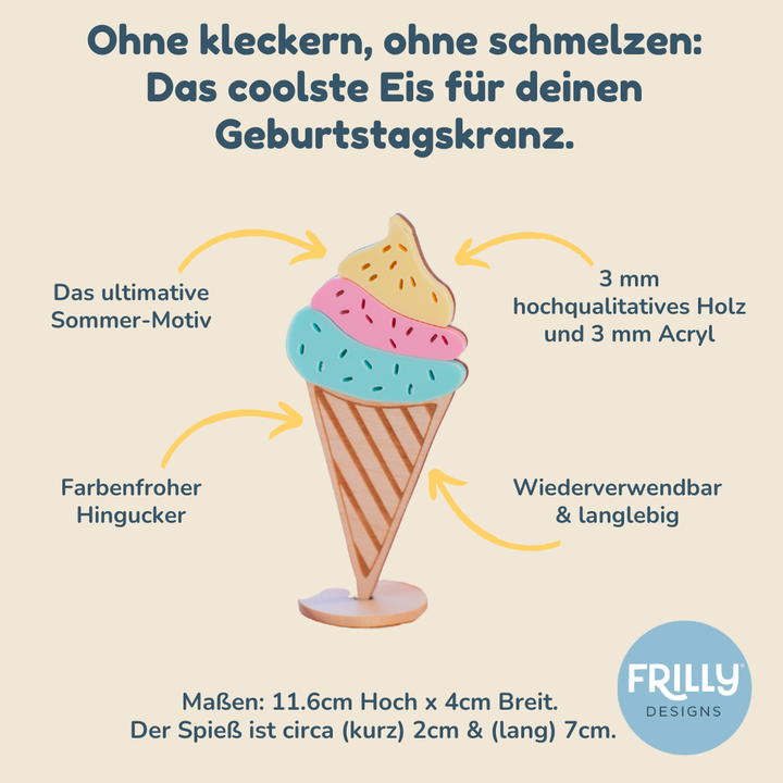 Eis am Stiel Kuchenstecker Holz Geburtstagskranz