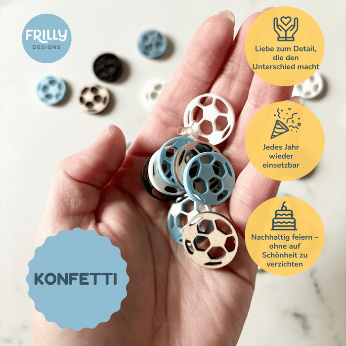 Konfetti – Fußball-Motiv | Wiederverwendbare Streudeko aus Holz & Plexiglas