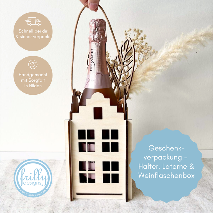 Geschenkverpackung - Halter, Laterne & Weinflaschenbox