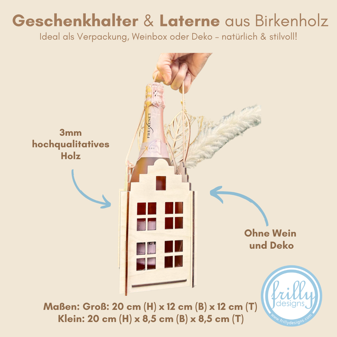 Geschenkverpackung - Halter, Laterne & Weinflaschenbox