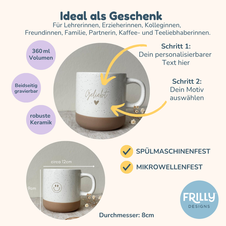 Personalisierte Tasse Erzieherin & Lehrerin mit Name – Danke Abschiedsgeschenk
