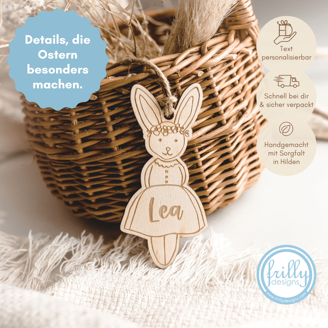 Osterkörbchen mit Mädchen Hasen Anhänger