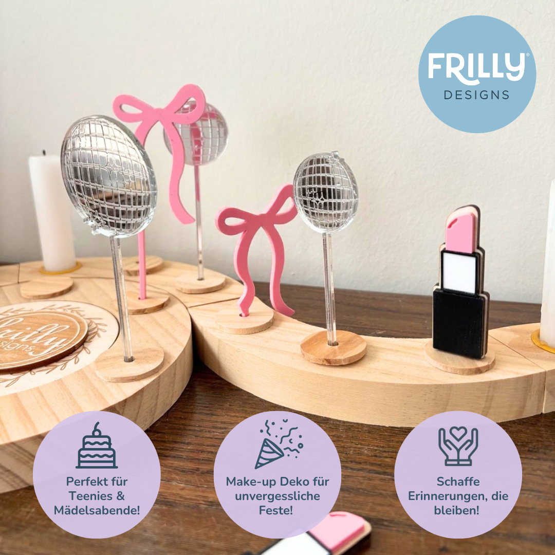 Kosmetik Stecker Set aus Holz & Acryl für Geburtstagskranz
