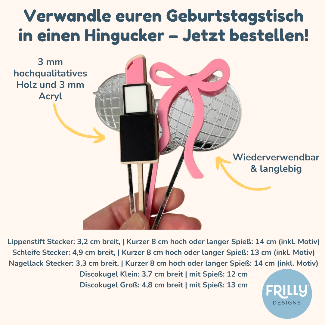 Kosmetik Stecker Set aus Holz & Acryl für Geburtstagskranz