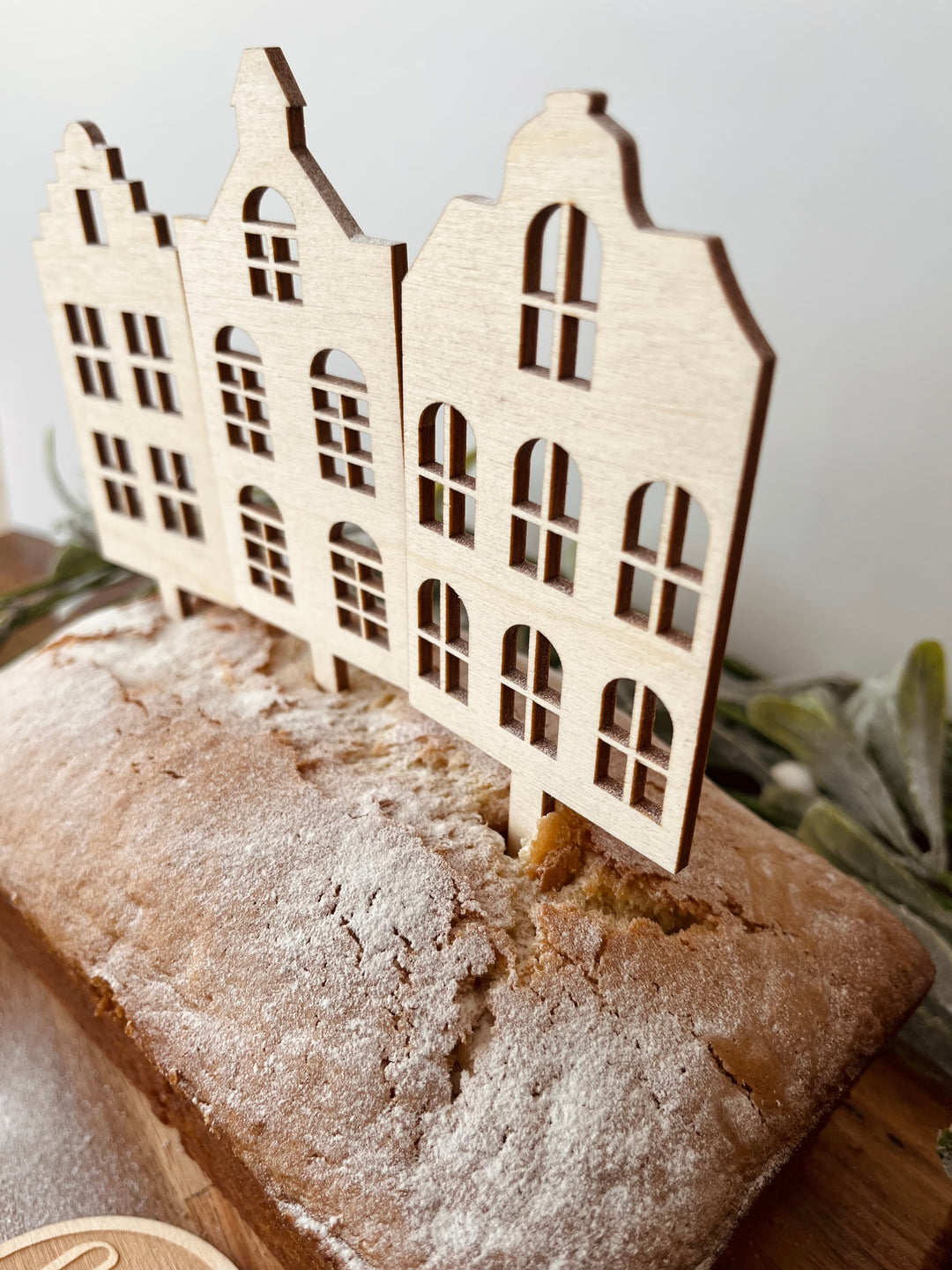 Holländische Stadthäuser Holz Cake topper