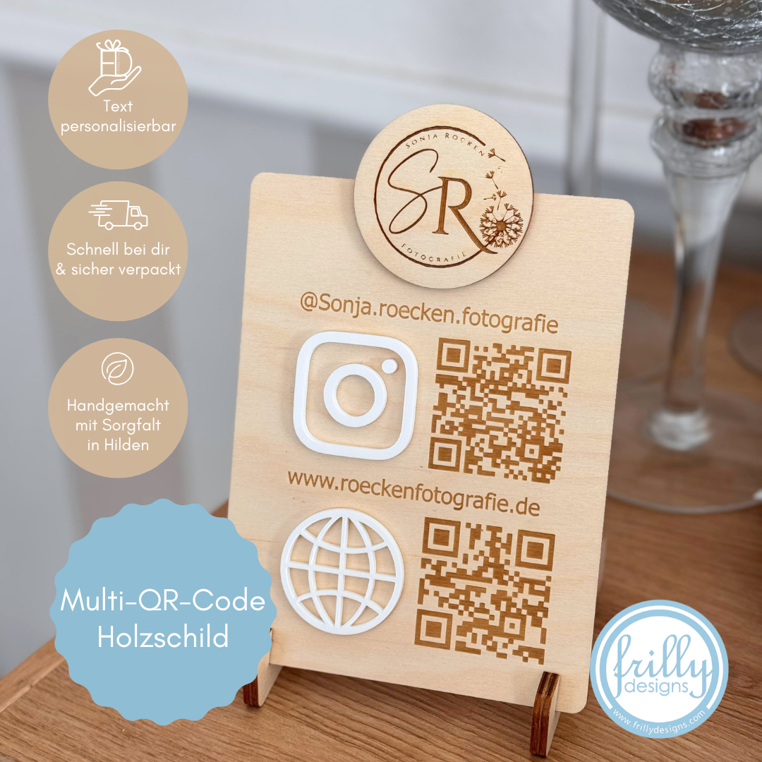 Multi QR code Business Social Media Schild