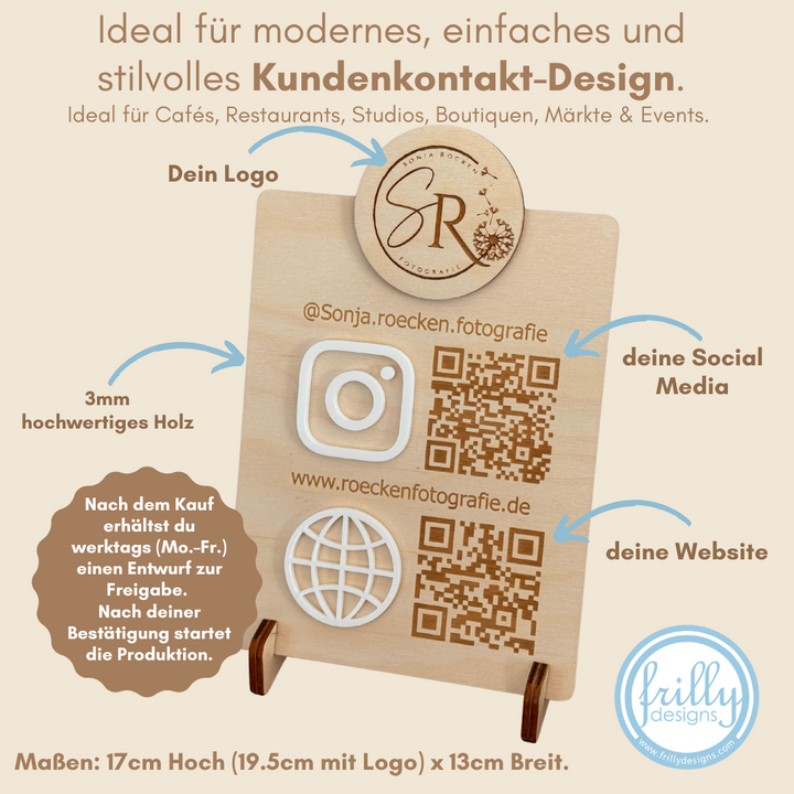 Multi QR code Business Social Media Schild