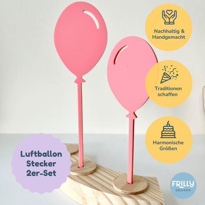 Luftballon Stecker 2er-Set aus Acryl/Holz für Geburtstagskranz