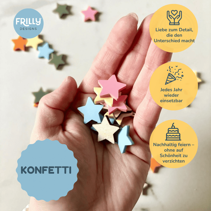 Konfetti – Stern-Motiv | Wiederverwendbare Streudeko aus Holz & Plexiglas