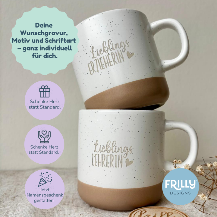 Personalisierte Tasse Erzieherin & Lehrerin mit Name – Danke Abschiedsgeschenk