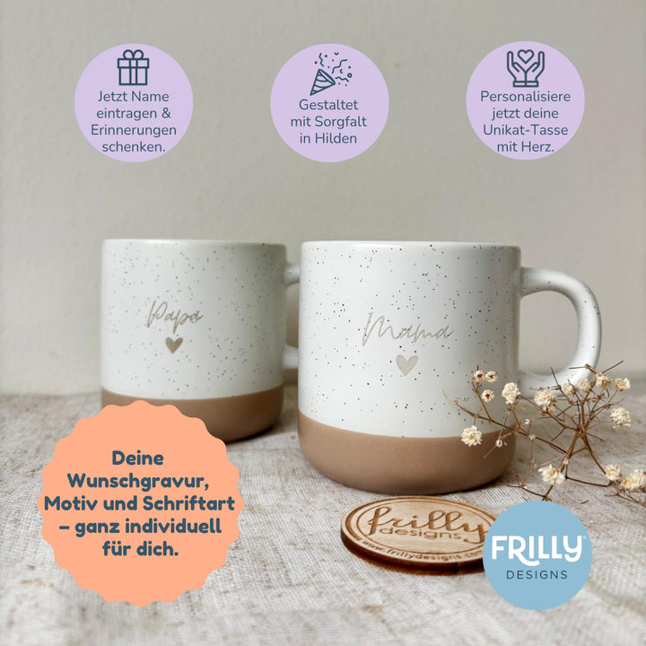 Personalisierte Keramiktasse mit Name & Herz