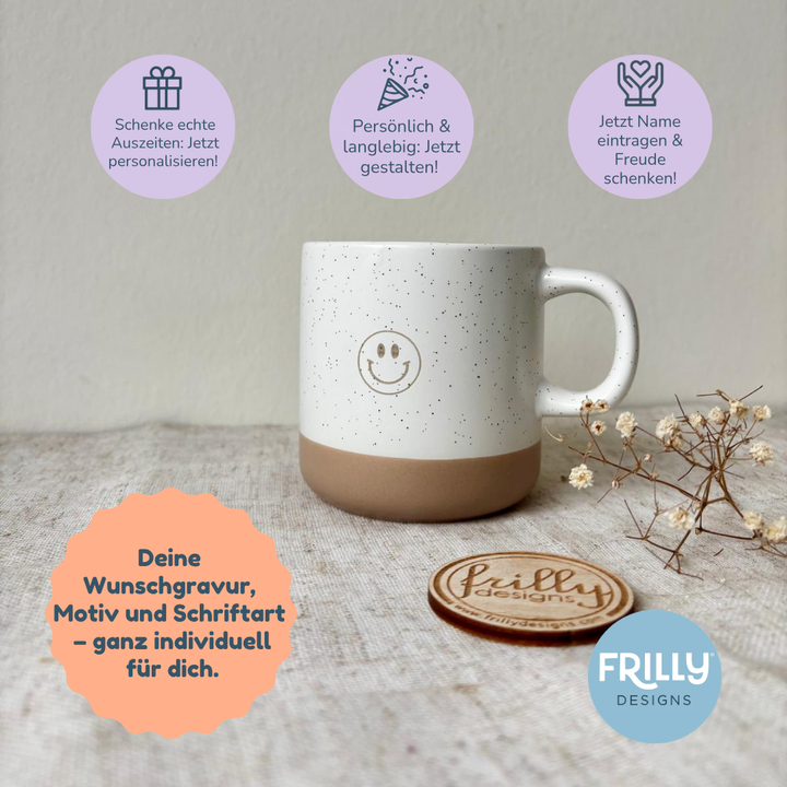 Gesicht Motiv personalisiert Tasse – Hochwertige Steingut Tasse mit Name