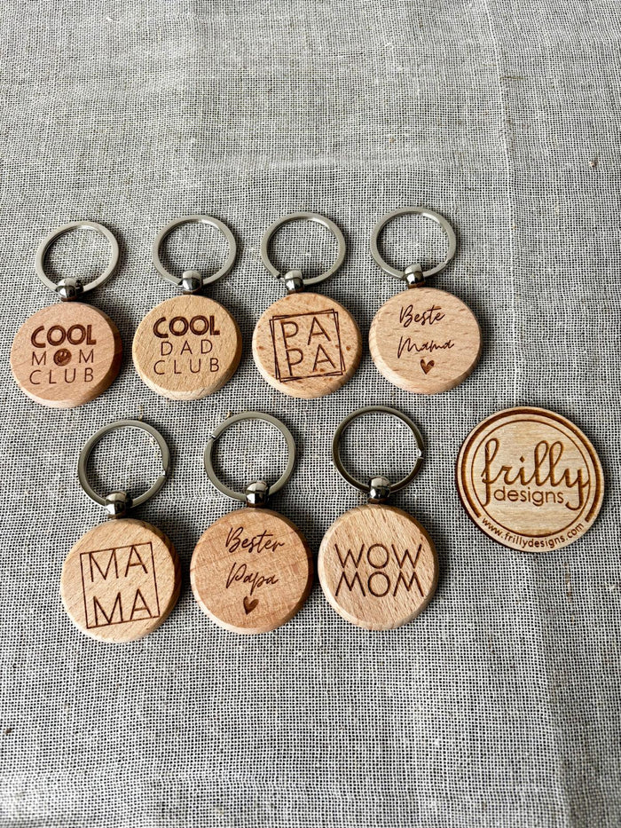 Schlüsselanhänger aus Holz - Mama-Papa
