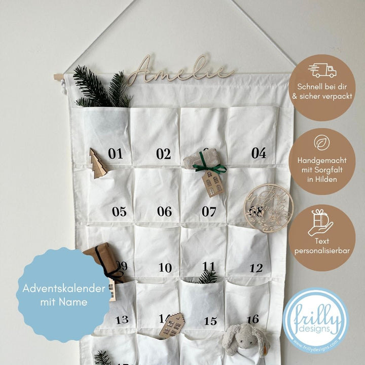 XL Stoff Adventskalender mit Schriftzug