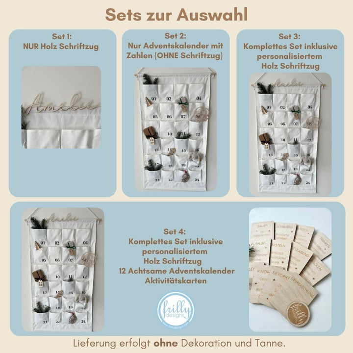 XL Stoff Adventskalender mit Schriftzug