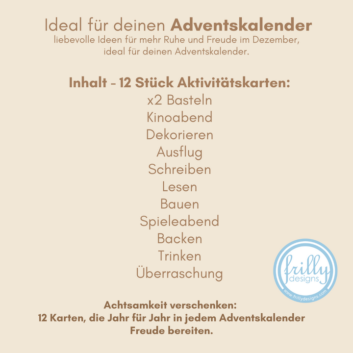 12 Achtsame Adventskalender Karten