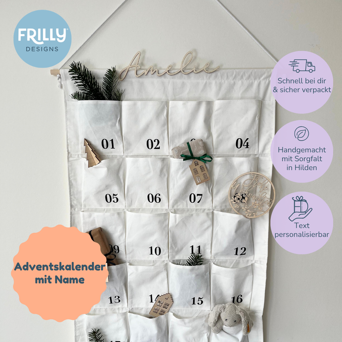 Personalisierter XL Stoff-Adventskalender aus Baumwolle