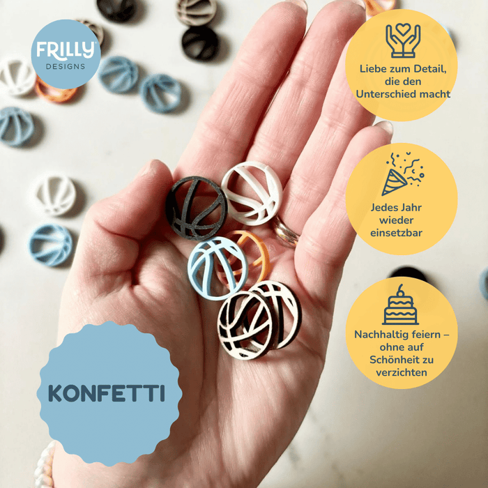 Konfetti – Basketball-Motiv | Wiederverwendbare Streudeko aus Holz & Plexiglas