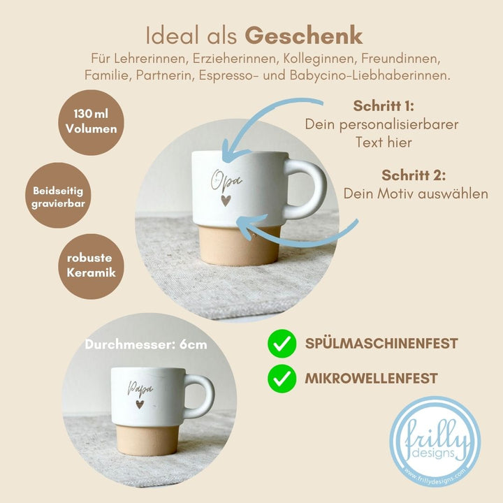 Personalisierte Keramik-Espressotasse Oma