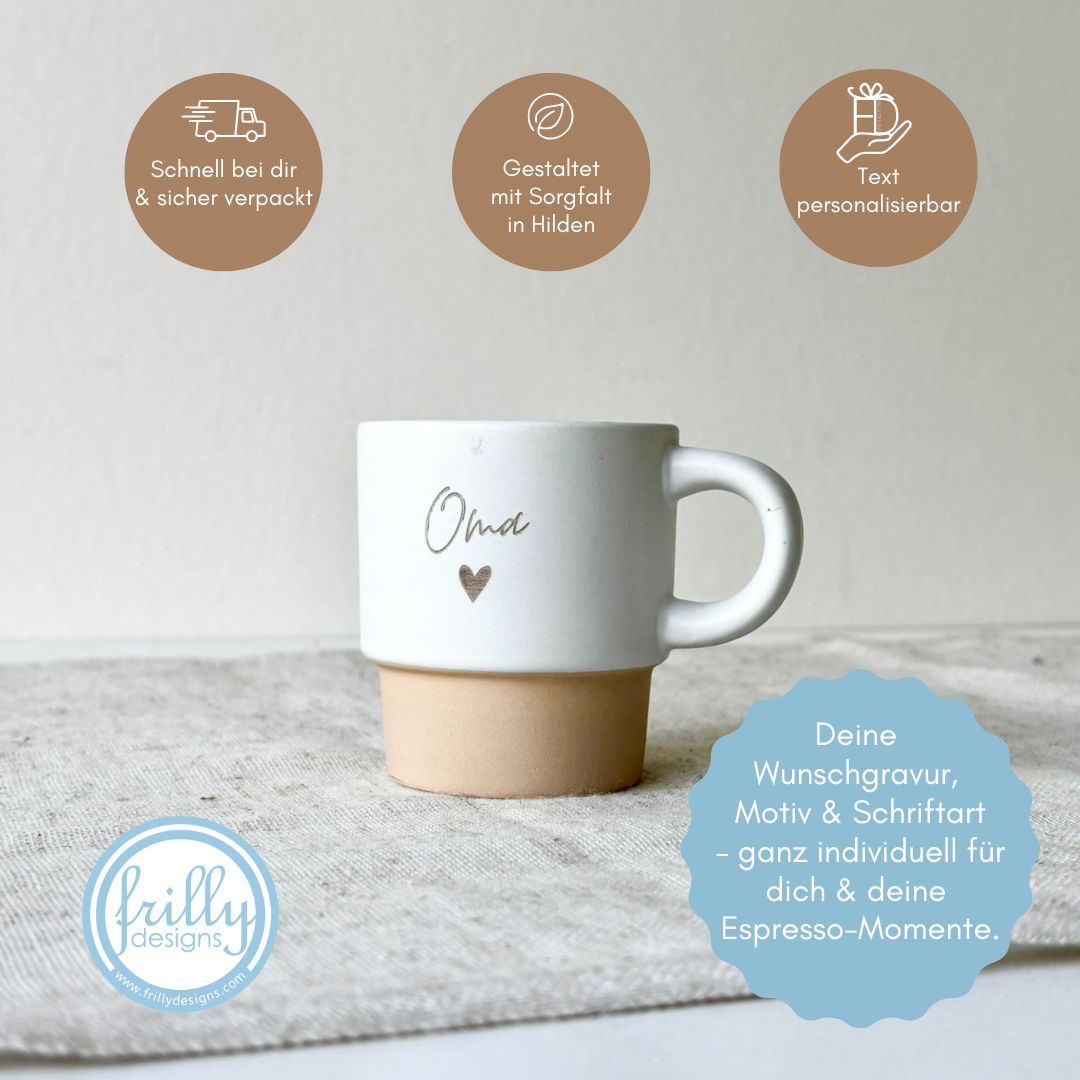 Personalisierte Keramik-Espressotasse Oma