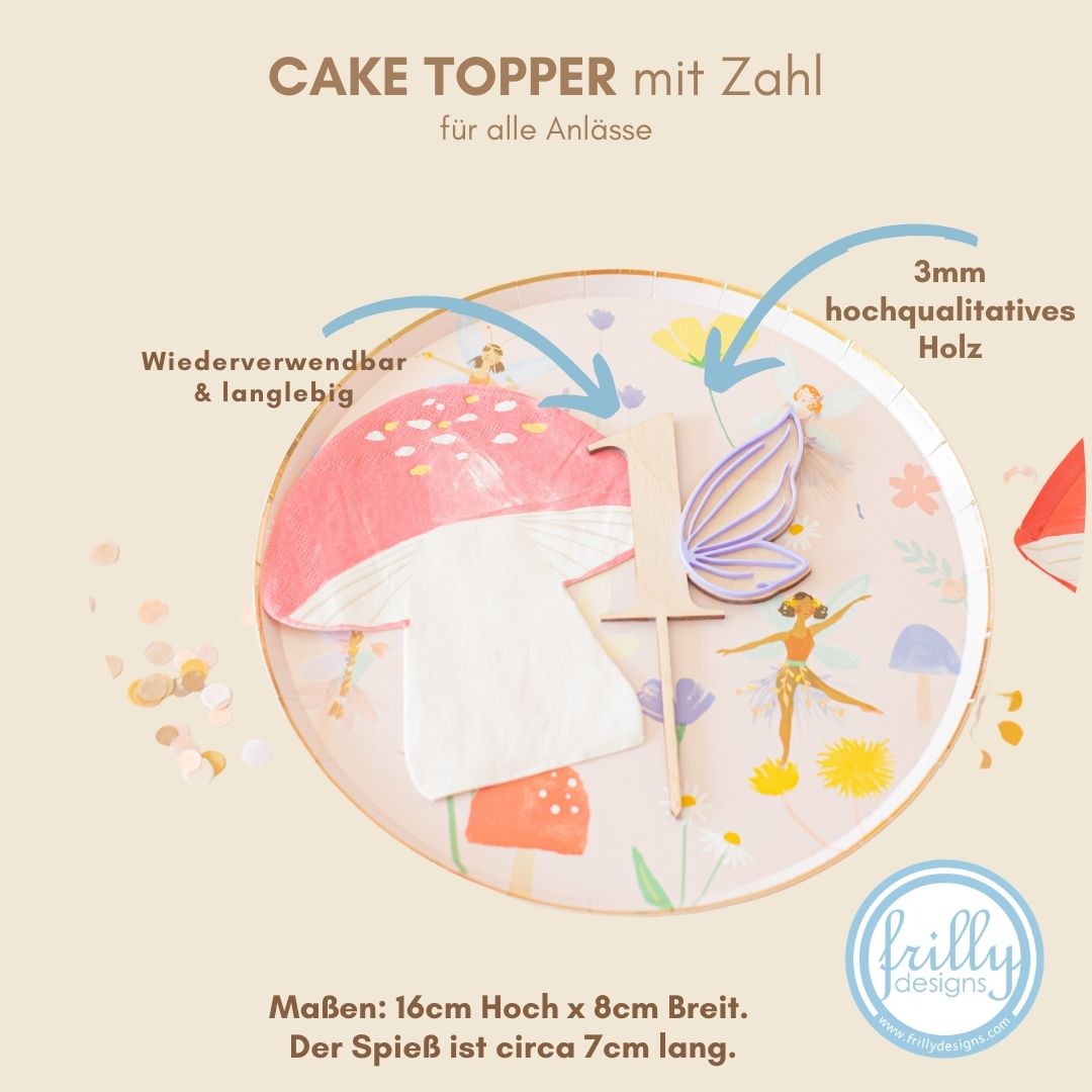 Feenflügel  Zahl Caketopper
