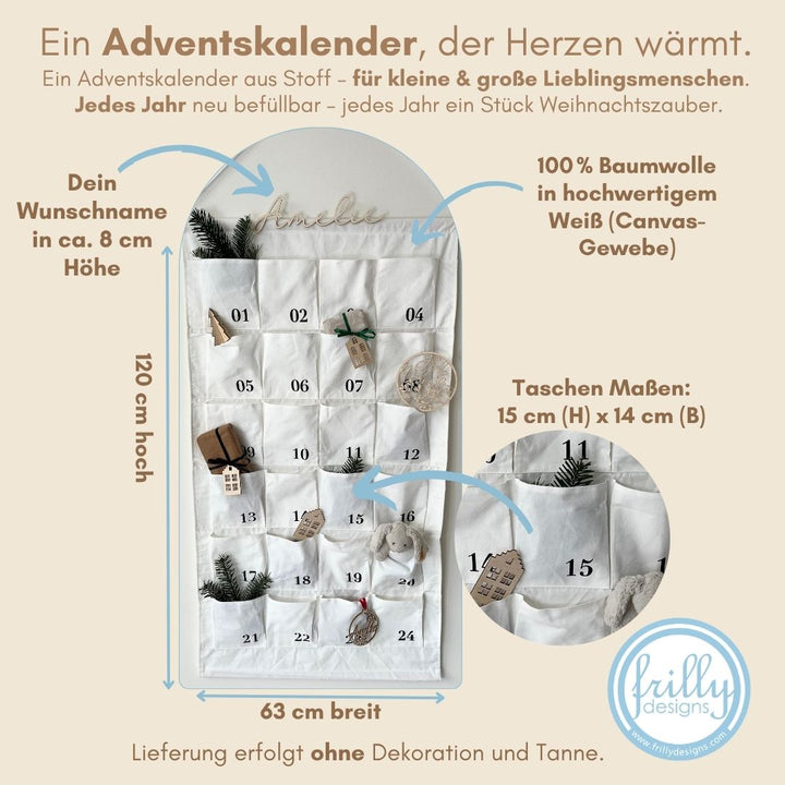 XL Stoff Adventskalender mit Schriftzug
