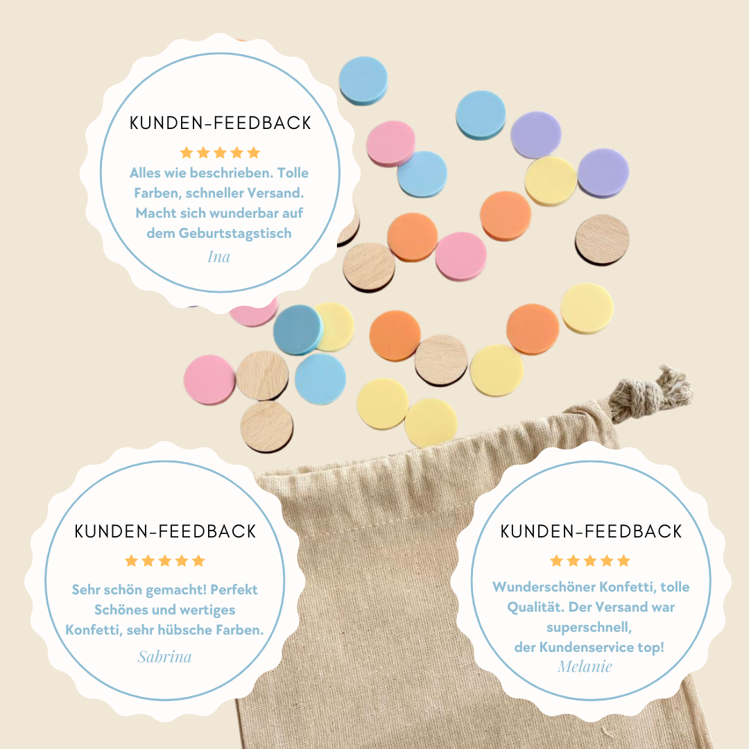 Nachhaltiges Konfetti aus Acryl & Holz