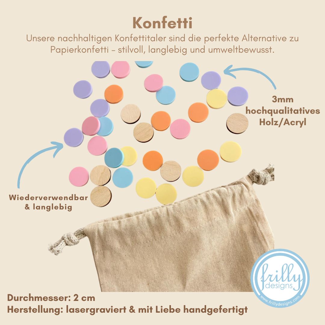 Nachhaltiges Konfetti aus Acryl & Holz