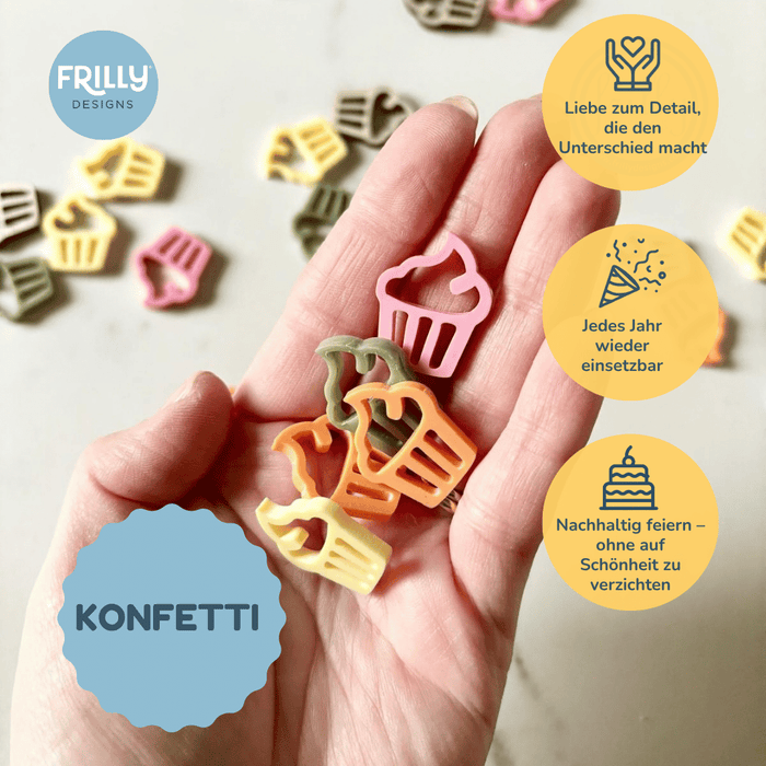 Konfetti – Muffin-Motiv | Wiederverwendbare Streudeko aus Holz & Plexiglas