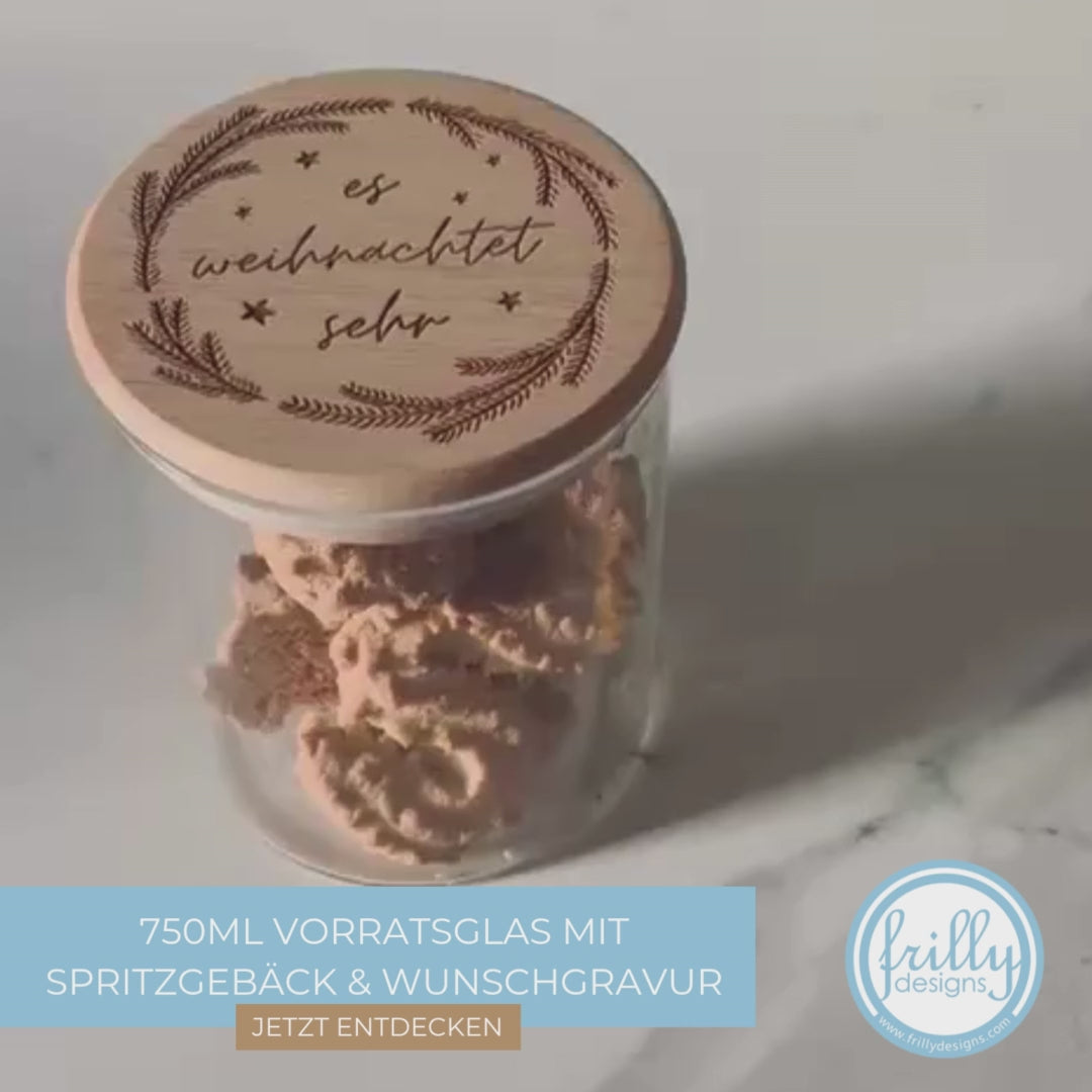 Personalisierbares 750ml Vorratsglas mit Spritzgebäck