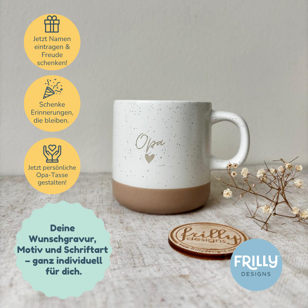 Personalisierte Tasse für Opa mit Motiv – Hochwertige Steingut-Keramiktasse