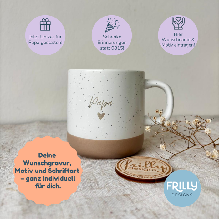Personalisierte Keramiktasse – Papa mit Herz Motiv
